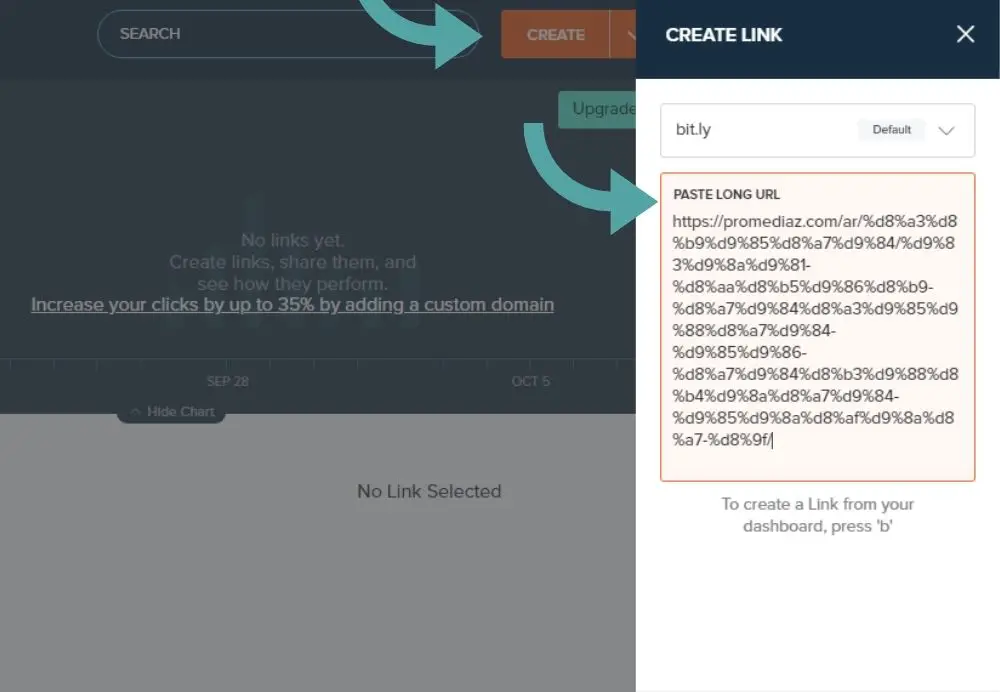 Paste your long URL in bitly